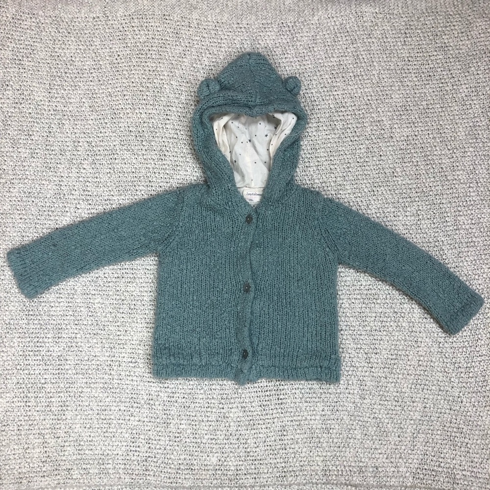 Zara Knitwear Hooded Jacket, 12-18 month
